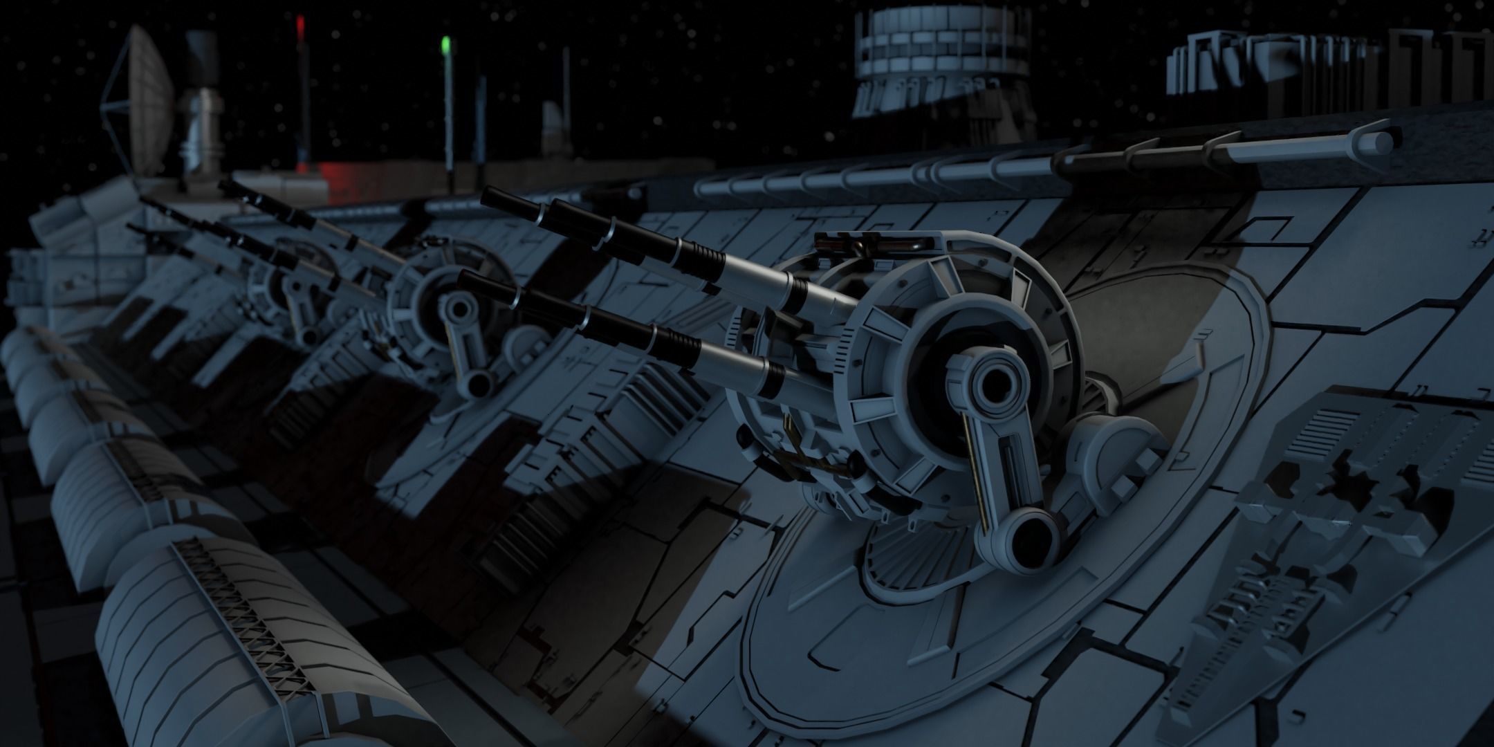 Sci-fi quad laser cannons  3D model_2