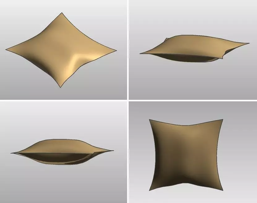 pillow four gold 3D model_0