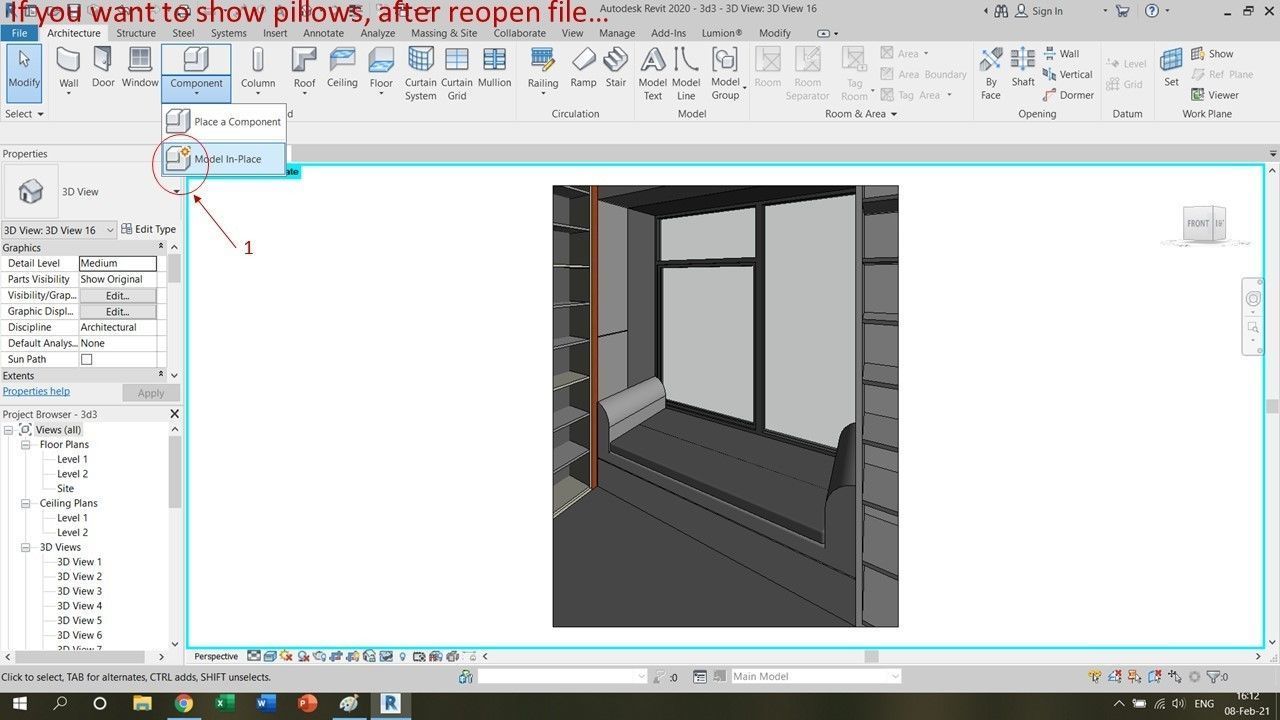 pillow four gold 3D model_3
