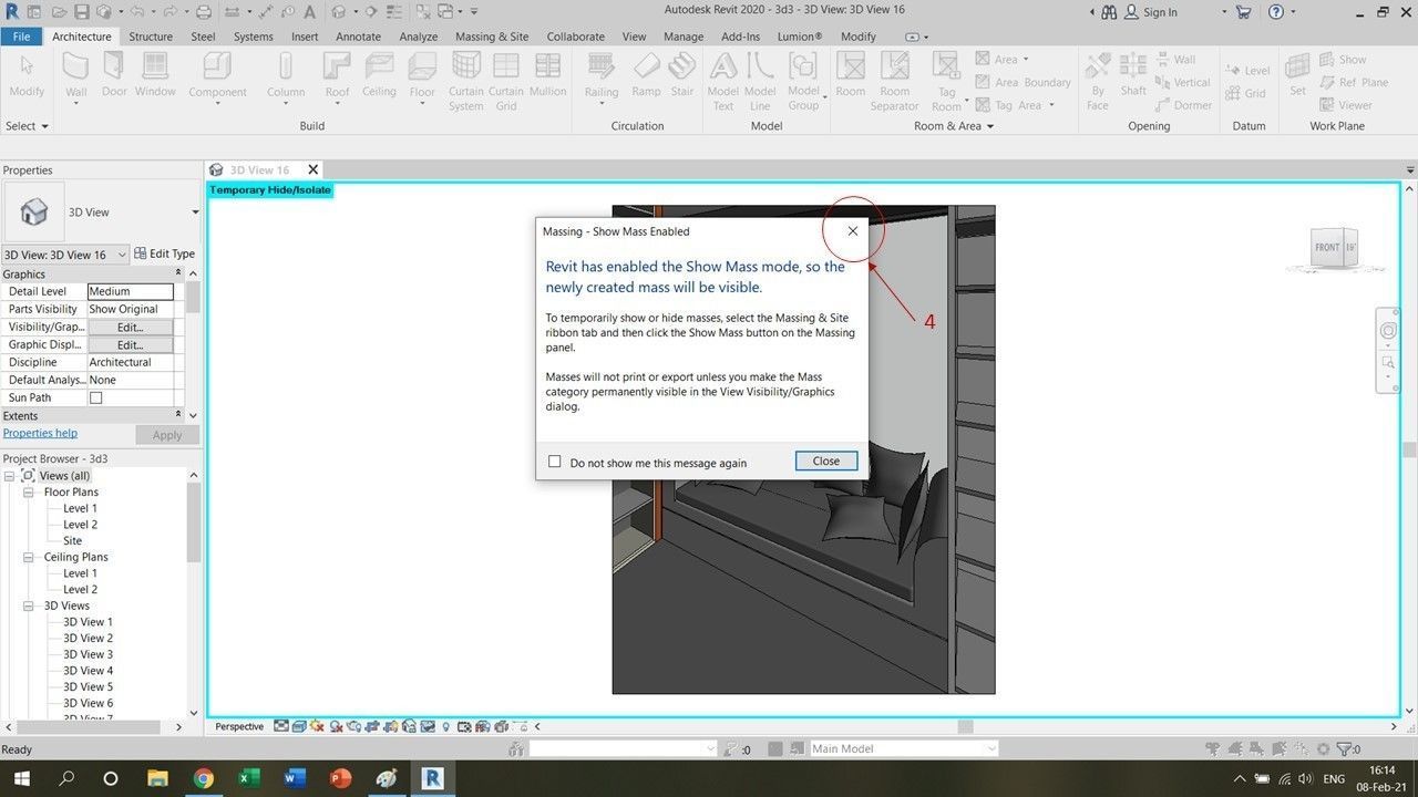 pillow four gold 3D model_5