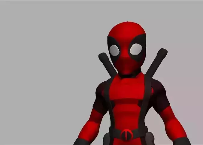 Chibi cartoon deadpool model