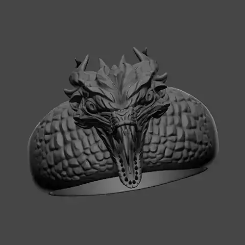 Ring with a small aggressive dragon 3D print model