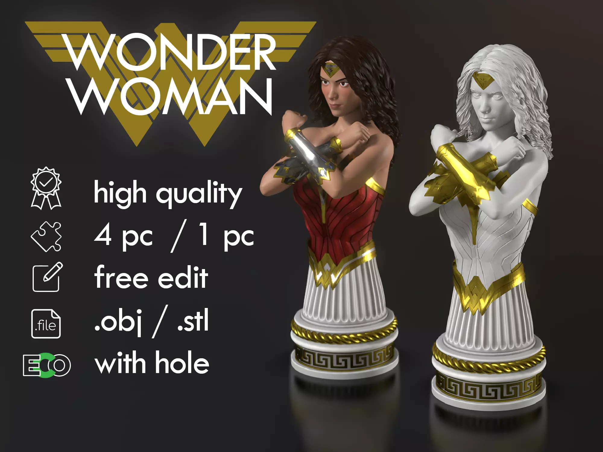 Wonder woman Bust Free 3D print model_0