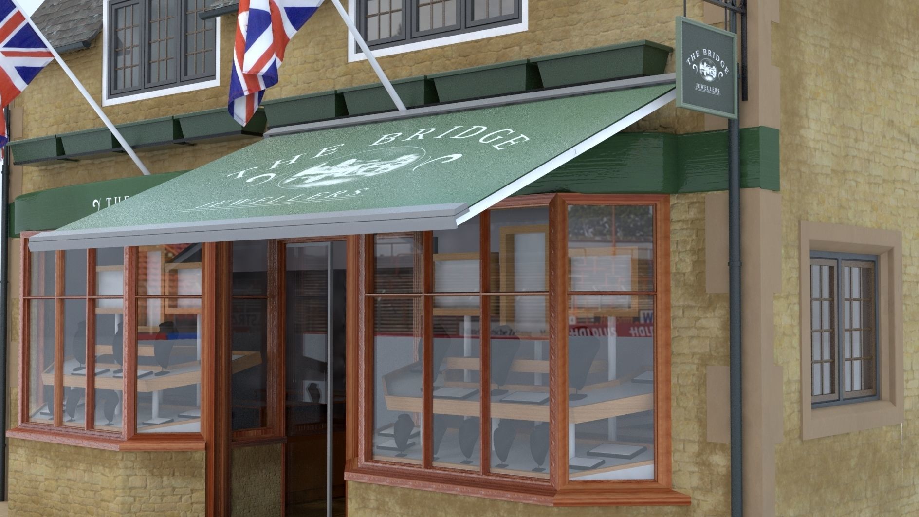 A Village Jewellery Shop Cottage 3D model_3