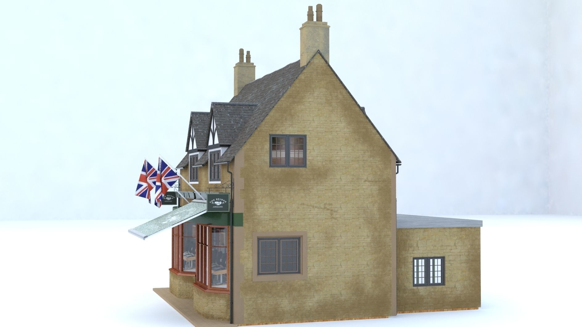 A Village Jewellery Shop Cottage 3D model_11