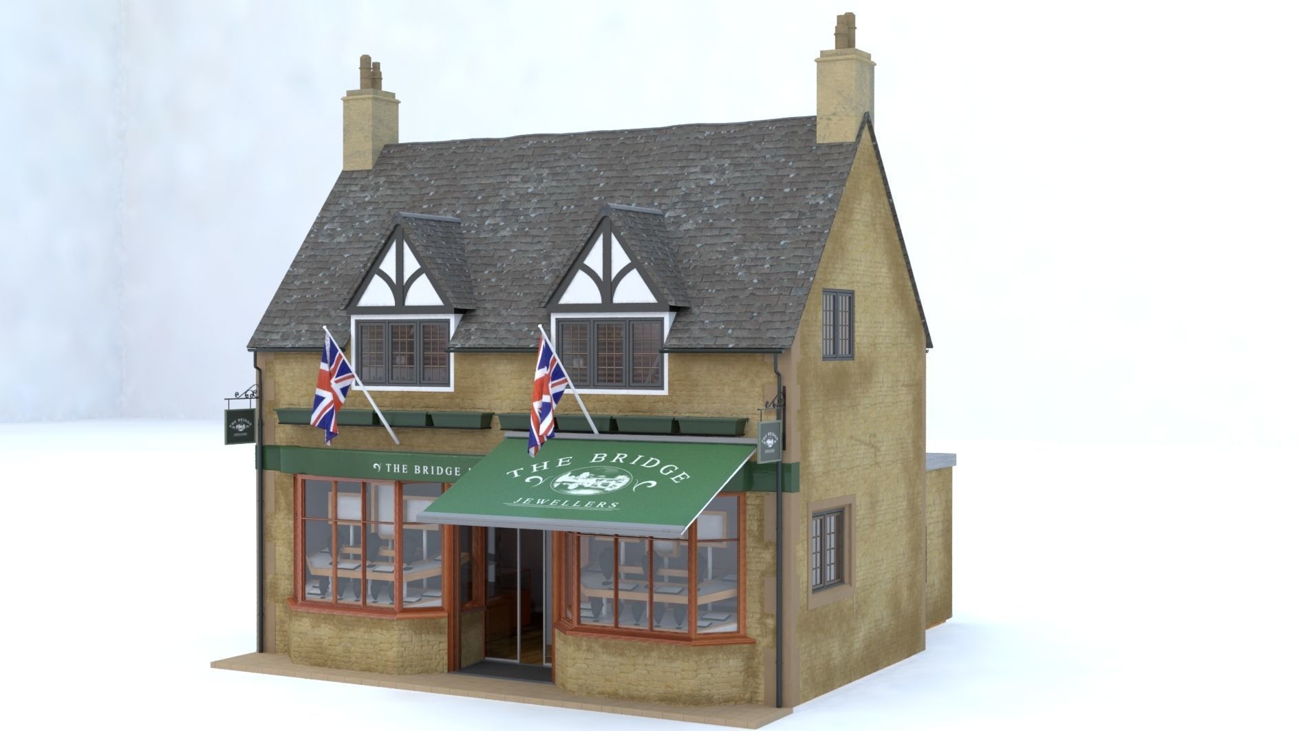 A Village Jewellery Shop Cottage 3D model_7