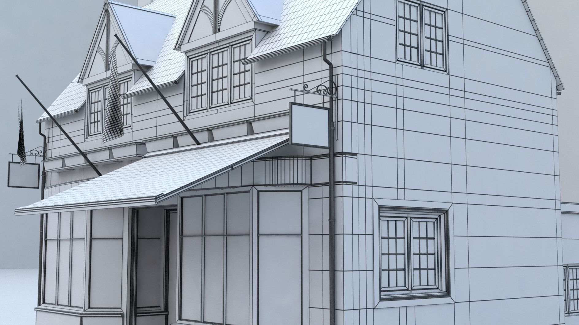 A Village Jewellery Shop Cottage 3D model_13