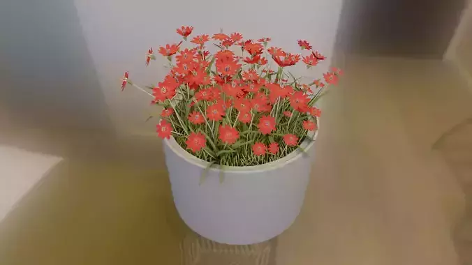 Concrete 1000mm with Red Flowers Version 1 Low-poly 3D model