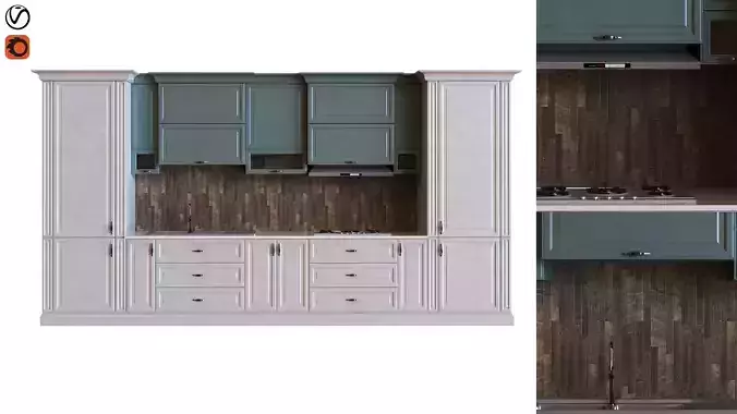 kitchen set 008 PBRMTL Low-poly 3D model