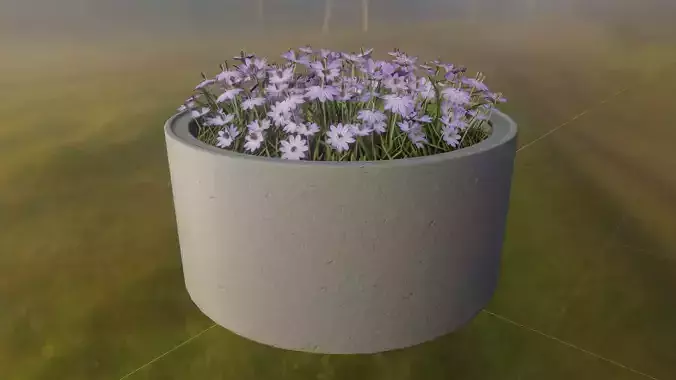 Concrete pot 1500mm Violet Flower 2 Low-poly 3D model