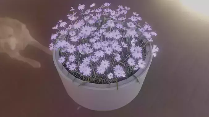 Concrete pot 1500mm Violet Flower 1 Low-poly 3D model