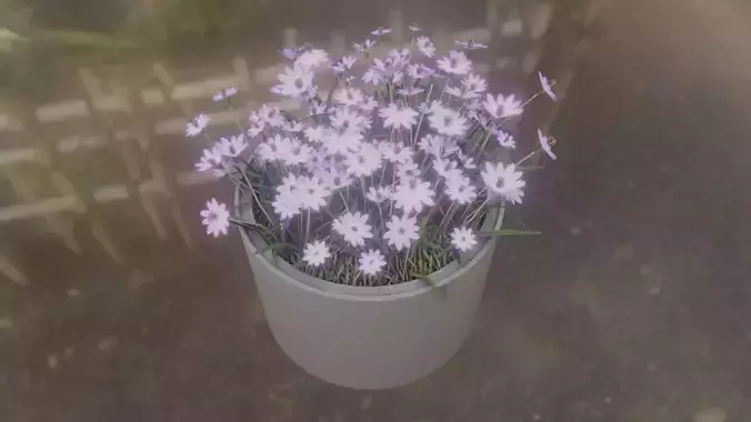 Concrete pot 1000mm Violet Flower 1  Low-poly 3D model