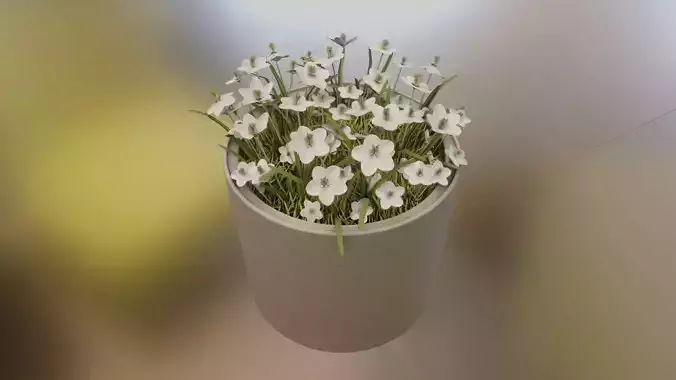 Concrete Pipe Pot 800mm with White Version 2 Low-poly 3D model