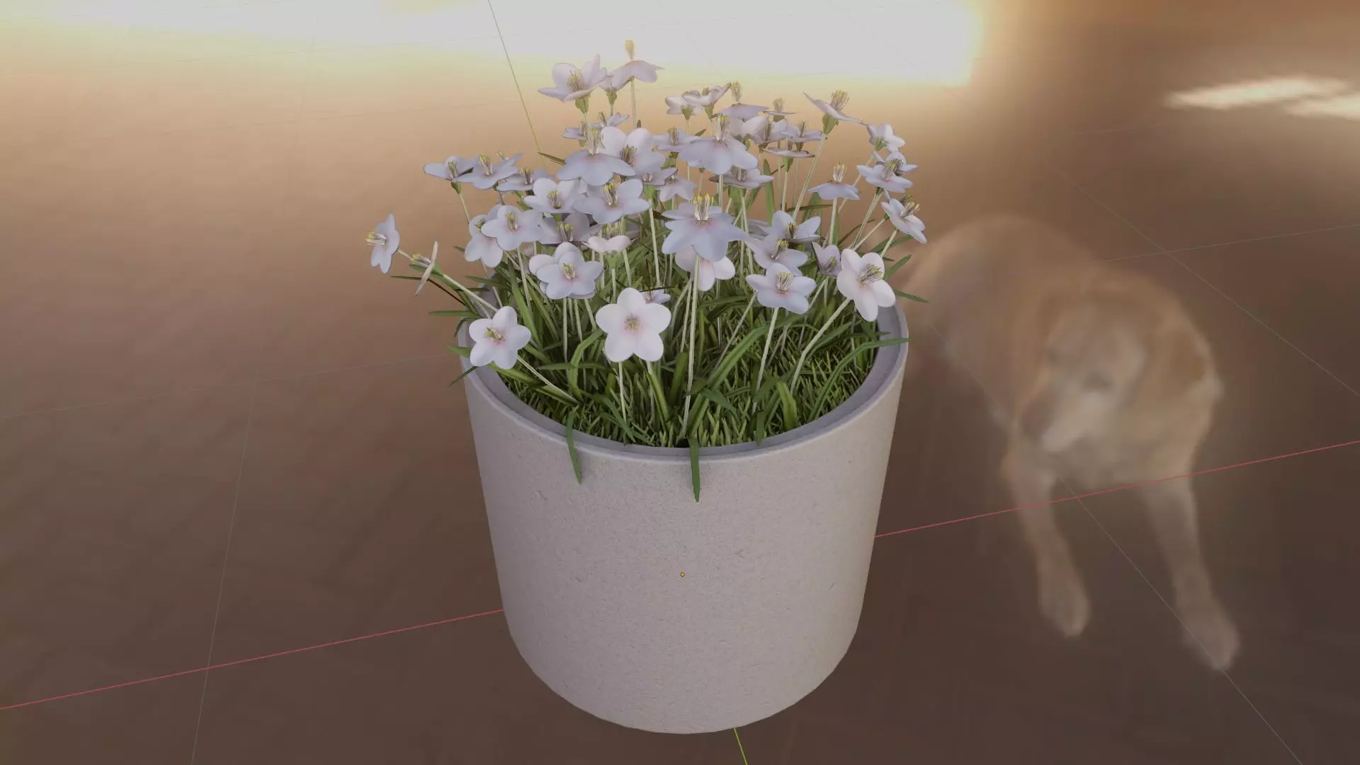 Concrete Pipe Pot 800mm with White Version 1 Low-poly 3D model_0