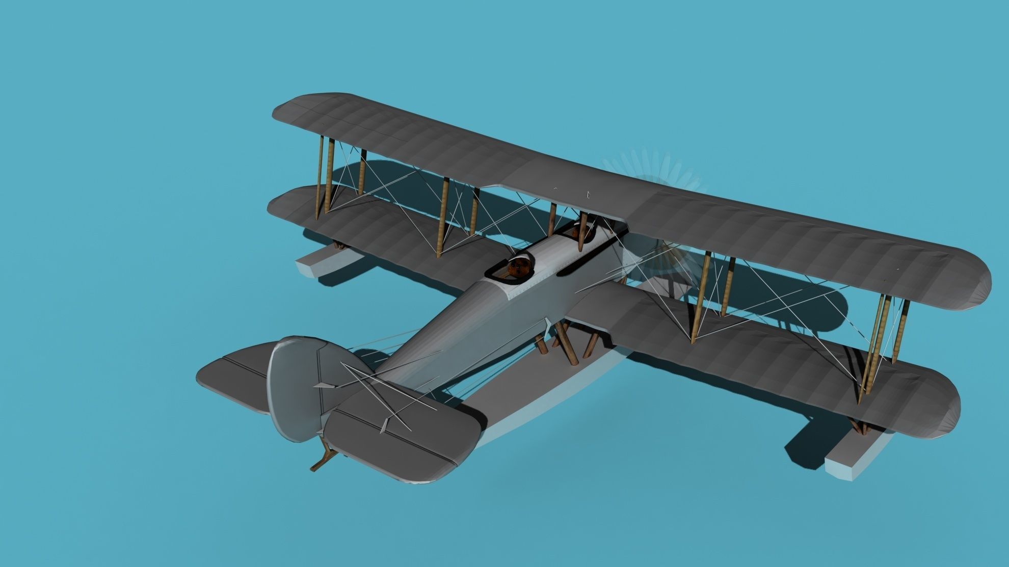 Airco DH-4 Unmarked Seaplane 3D model_7