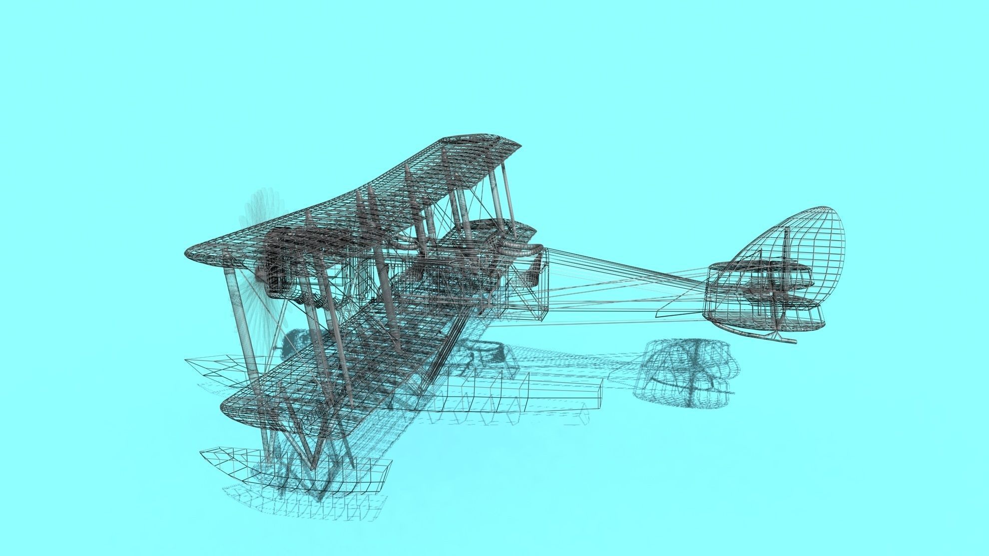 Airco DH-4 Unmarked Seaplane 3D model_16