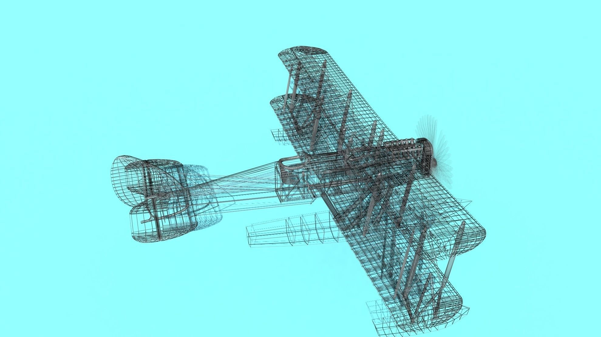 Airco DH-4 Unmarked Seaplane 3D model_13
