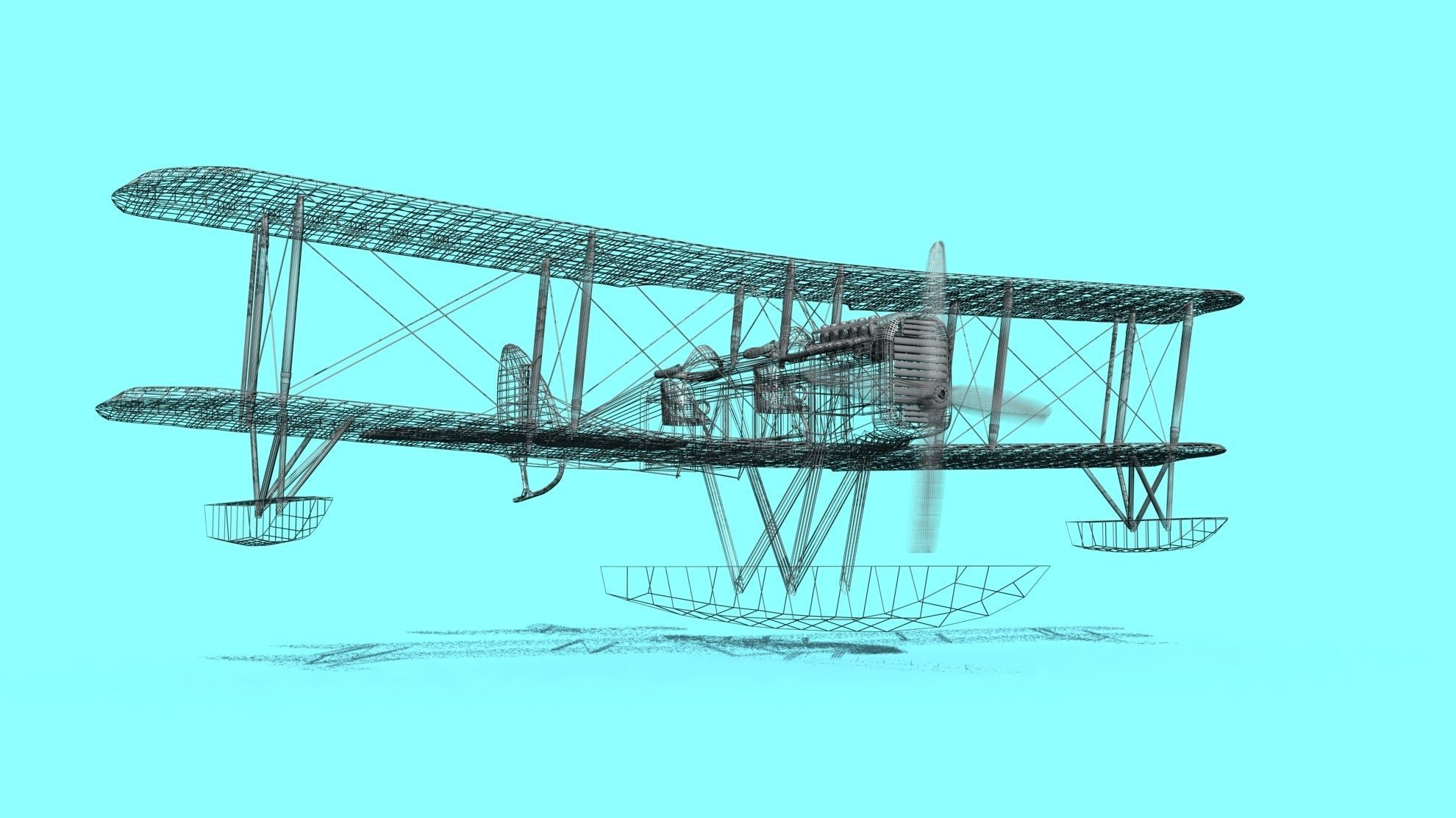 Airco DH-4 Unmarked Seaplane 3D model_11