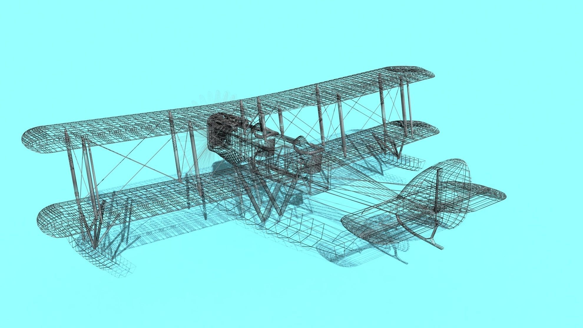 Airco DH-4 Unmarked Seaplane 3D model_17
