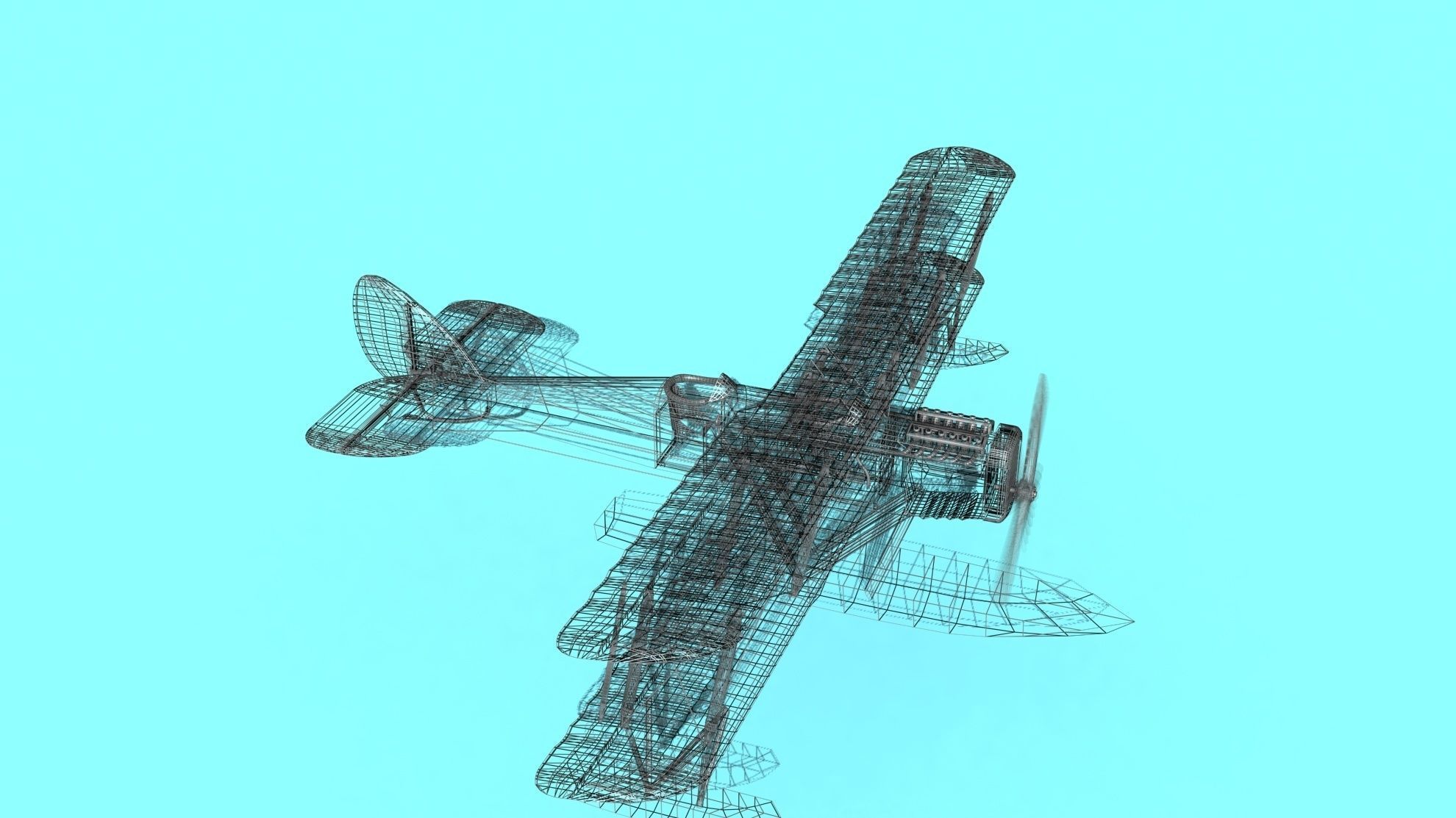 Airco DH-4 Unmarked Seaplane 3D model_20