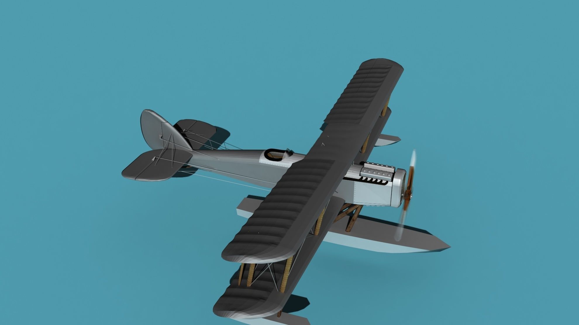 Airco DH-4 Unmarked Seaplane 3D model_9