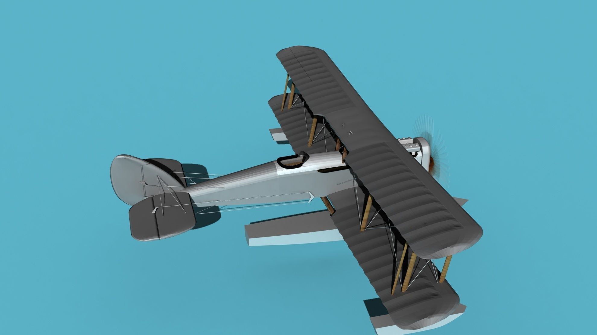Airco DH-4 Unmarked Seaplane 3D model_8