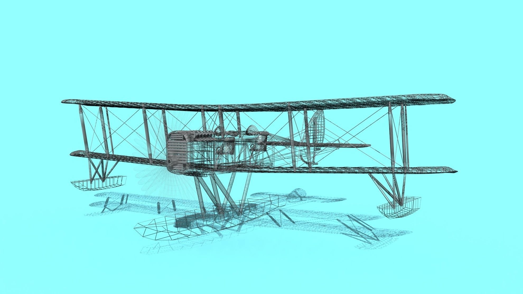 Airco DH-4 Unmarked Seaplane 3D model_14