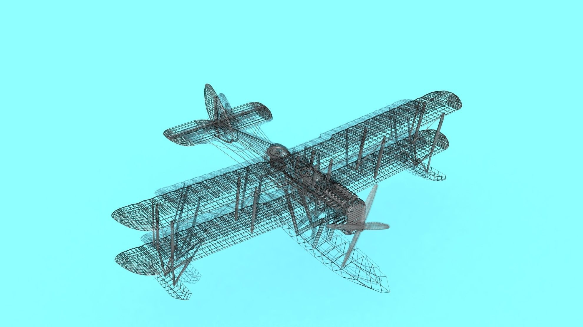 Airco DH-4 Unmarked Seaplane 3D model_21