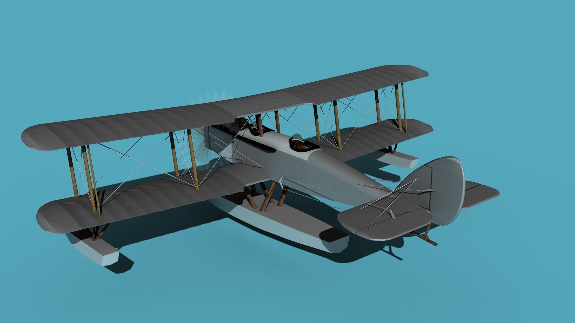 Airco DH-4 Unmarked Seaplane 3D model_5