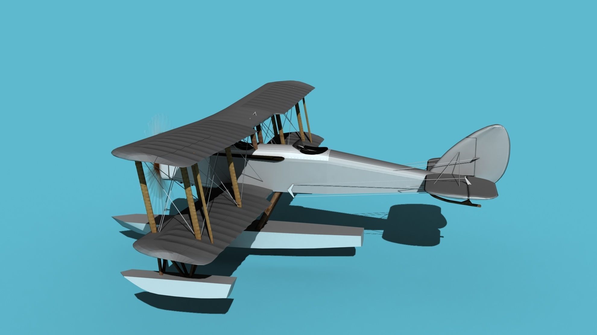 Airco DH-4 Unmarked Seaplane 3D model_4