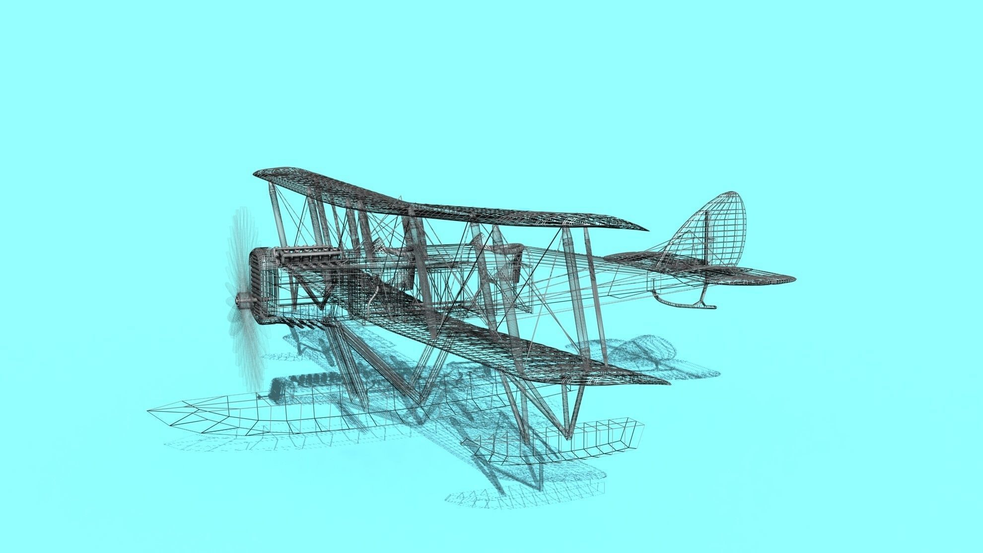 Airco DH-4 Unmarked Seaplane 3D model_15