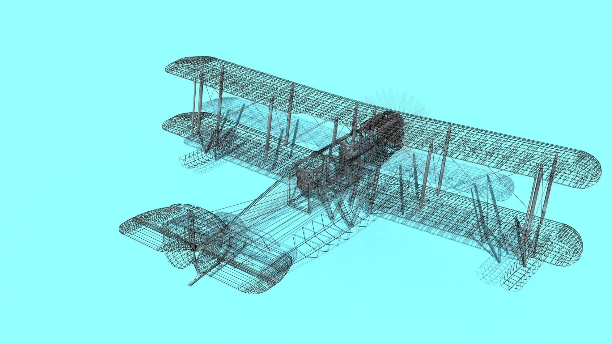 Airco DH-4 Unmarked Seaplane 3D model_19