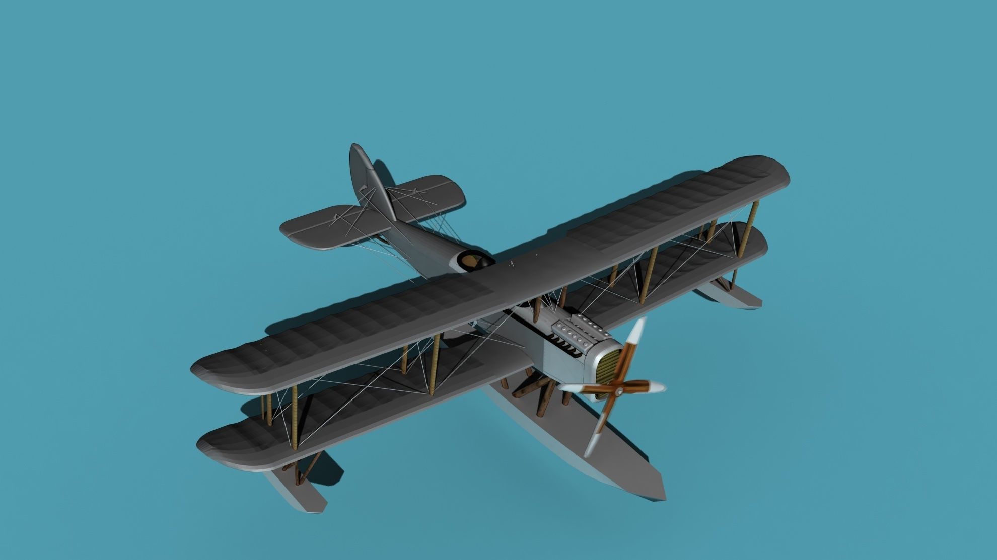 Airco DH-4 Unmarked Seaplane 3D model_10