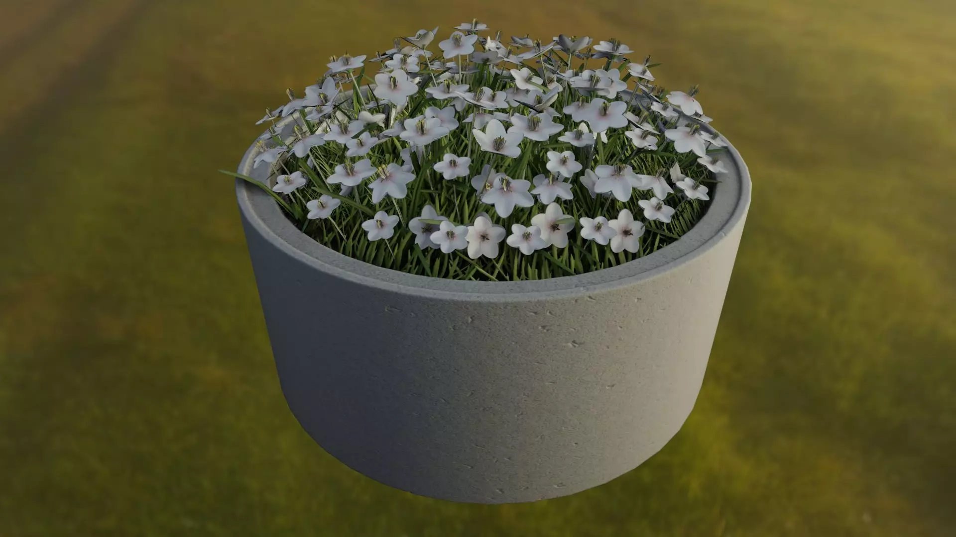 Concrete Pipe Pot 1500mm with White Version 2 Low-poly 3D model_0