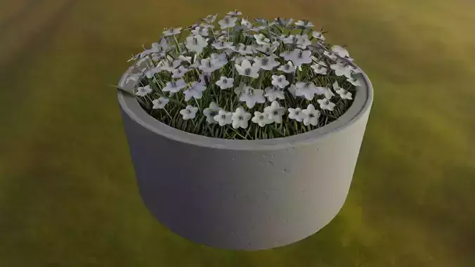Concrete Pipe Pot 1500mm with White Version 2 Low-poly 3D model