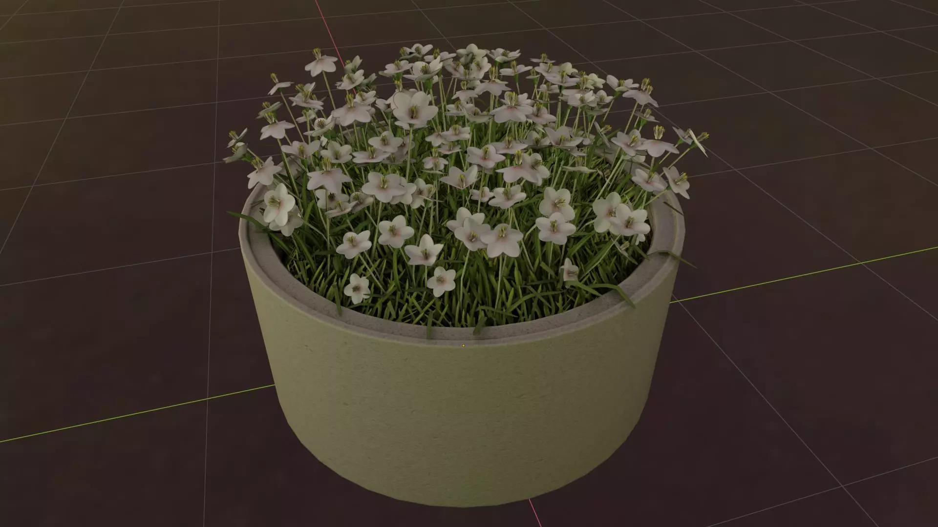 Concrete Pipe Pot 1500mm with White Version 1 Low-poly 3D model_0