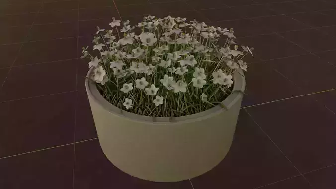 Concrete Pipe Pot 1500mm with White Version 1 Low-poly 3D model