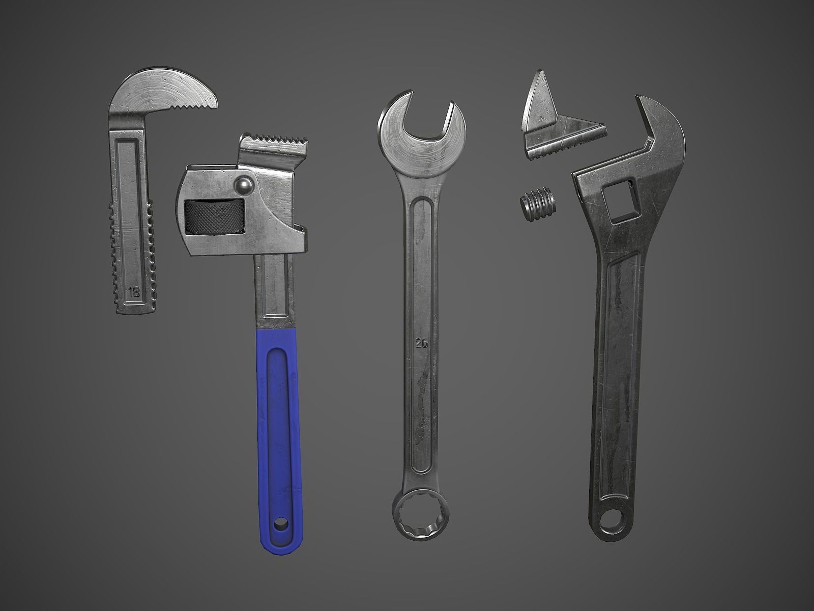 Wrench Pack  Low-poly 3D model_3