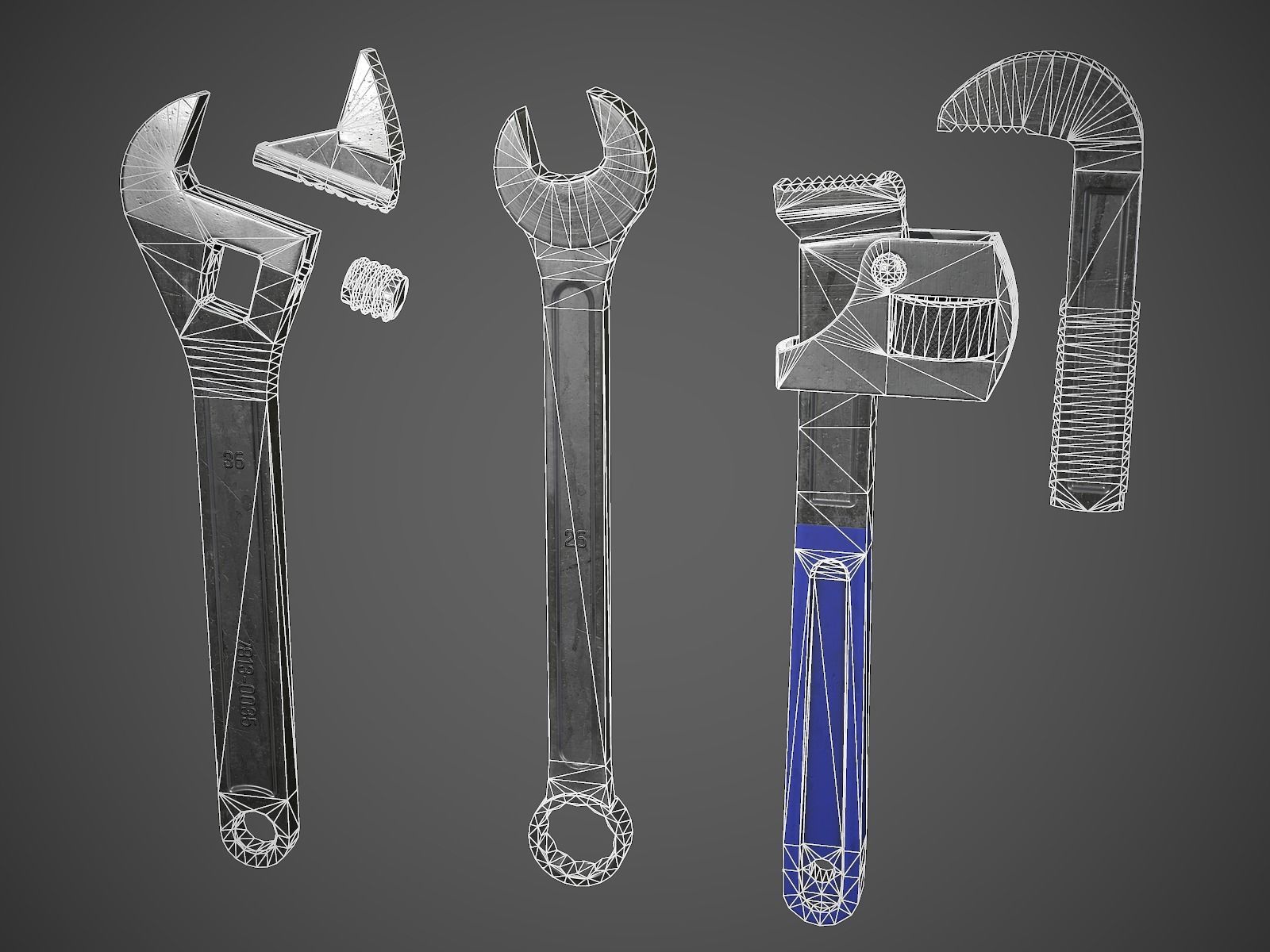 Wrench Pack  Low-poly 3D model_2