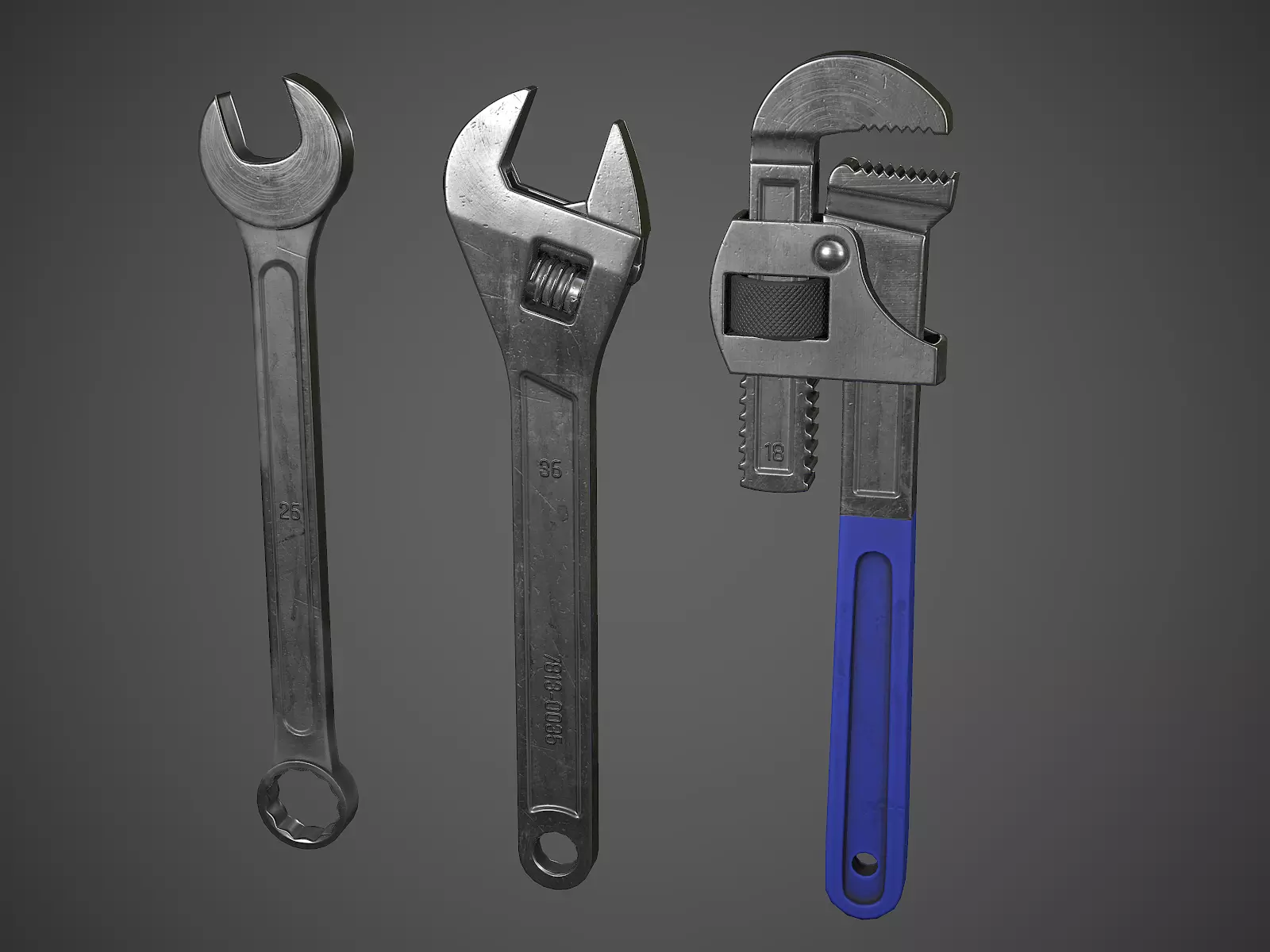 Wrench Pack  Low-poly 3D model_0