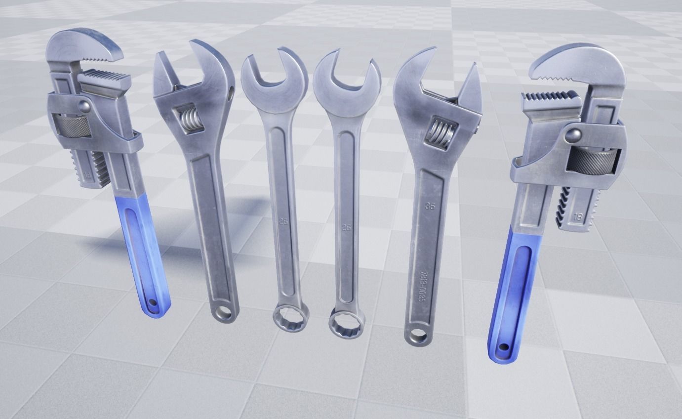 Wrench Pack  Low-poly 3D model_5