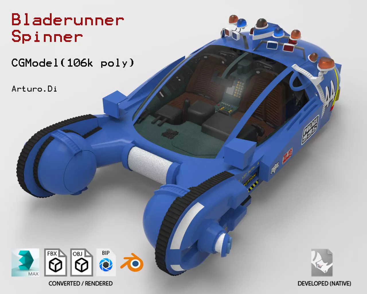 Bladerunner Original Spinner Low-poly 3D model_0
