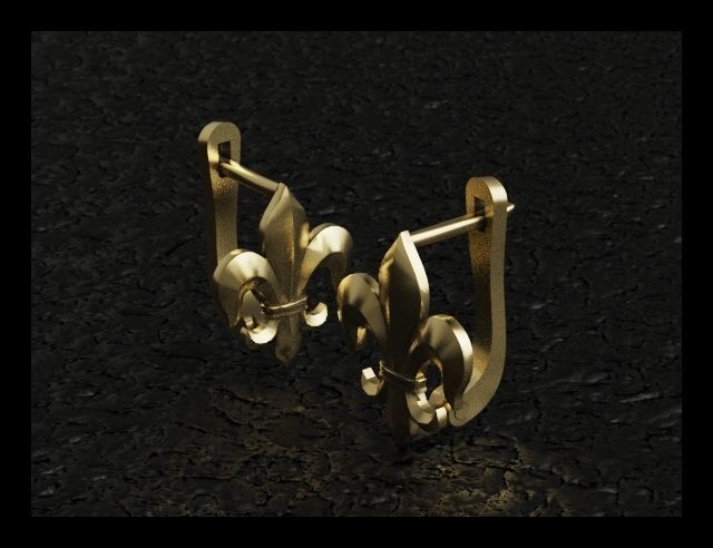 FLEUR DE LIS Hoop earrings  CLICK HINGE  3D print model_4
