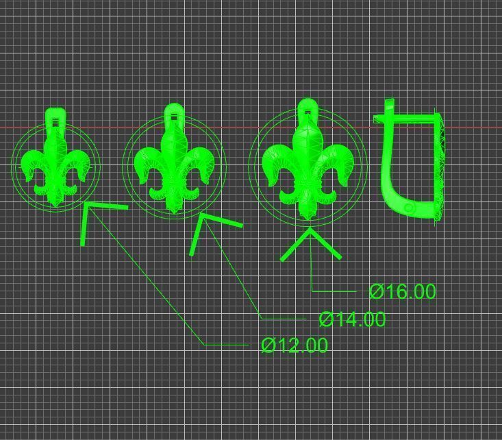 FLEUR DE LIS Hoop earrings  CLICK HINGE  3D print model_1