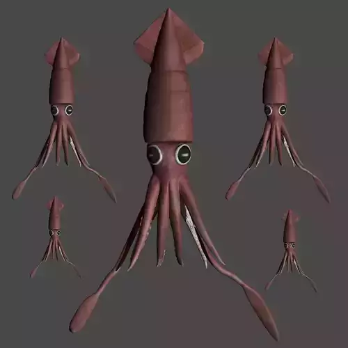 Squid octopus with tentacles Low-poly 3D model