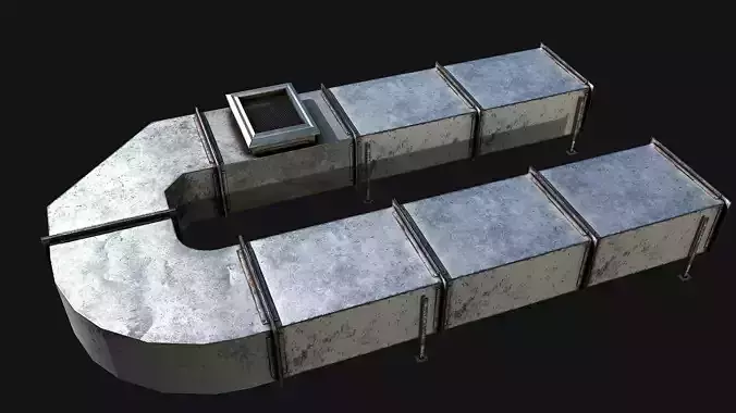 Venvilation Set metal structure with pipe in middle