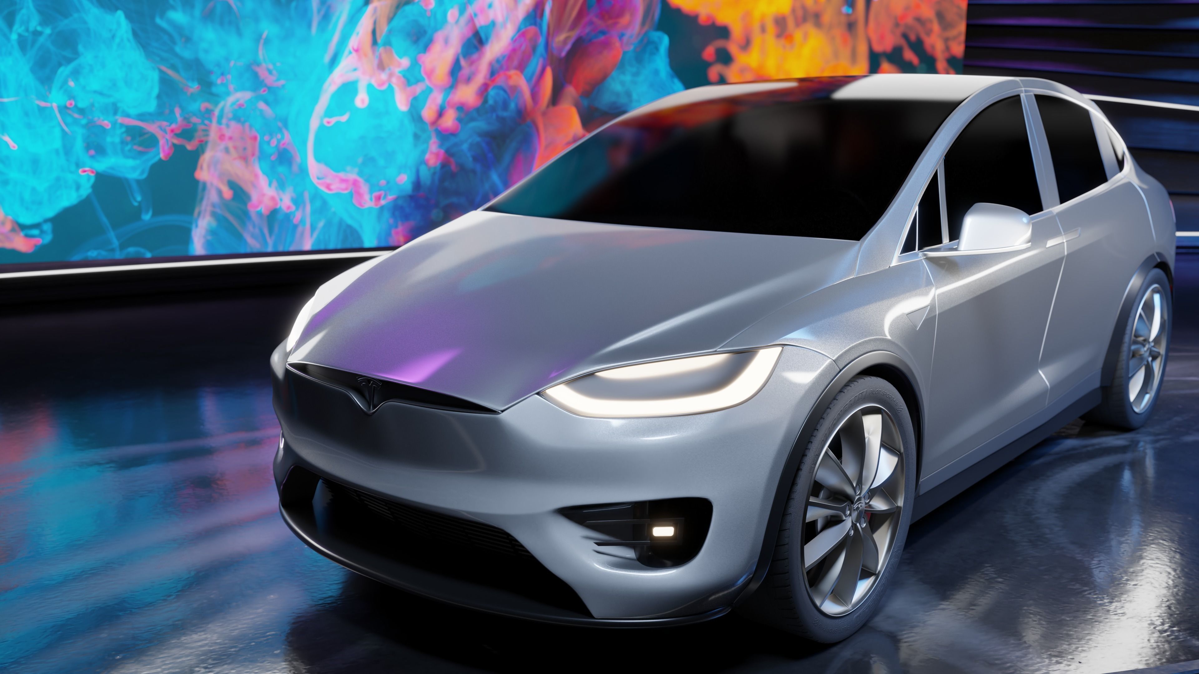 Tesla Model X on stage 3D model_3