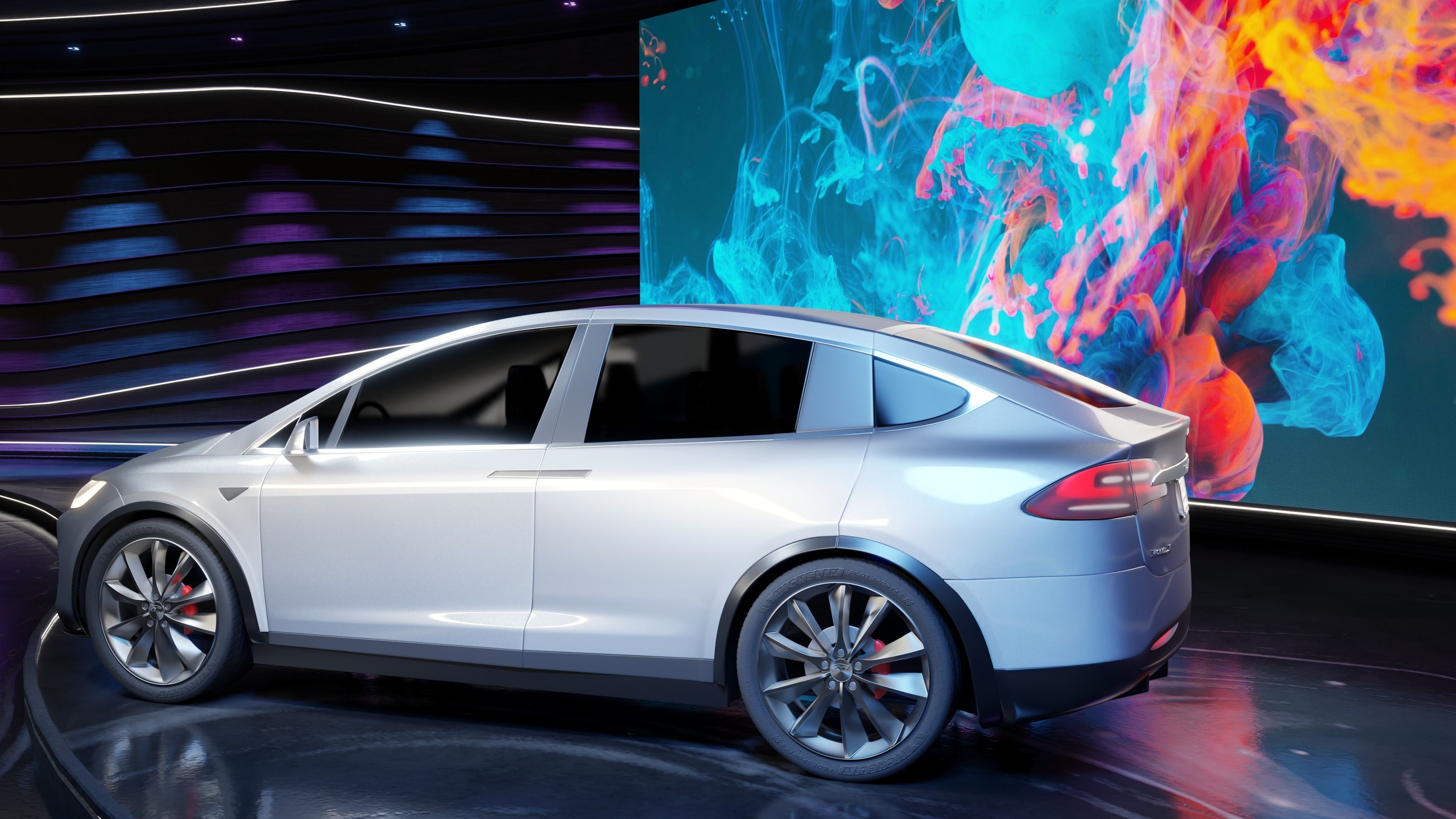 Tesla Model X on stage 3D model_2