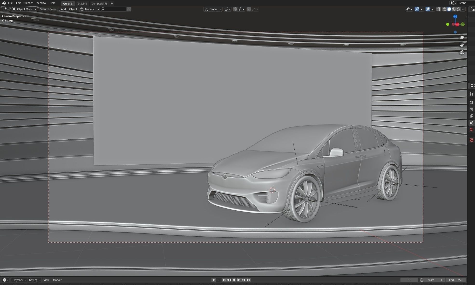 Tesla Model X on stage 3D model_5