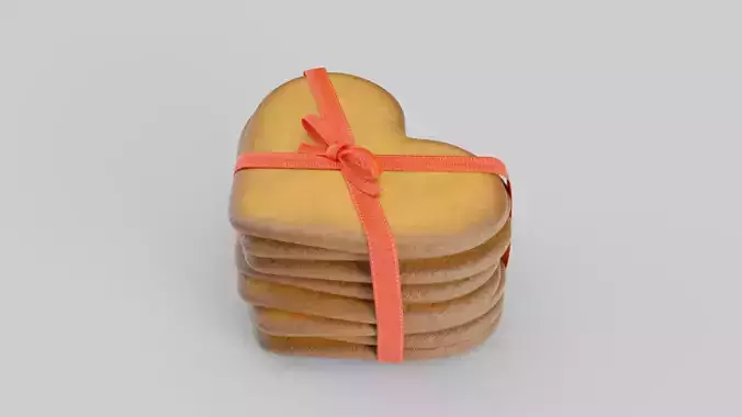 3D Valentine  ginger bread cookies gift with 4k pbr materials Low-poly 3D model
